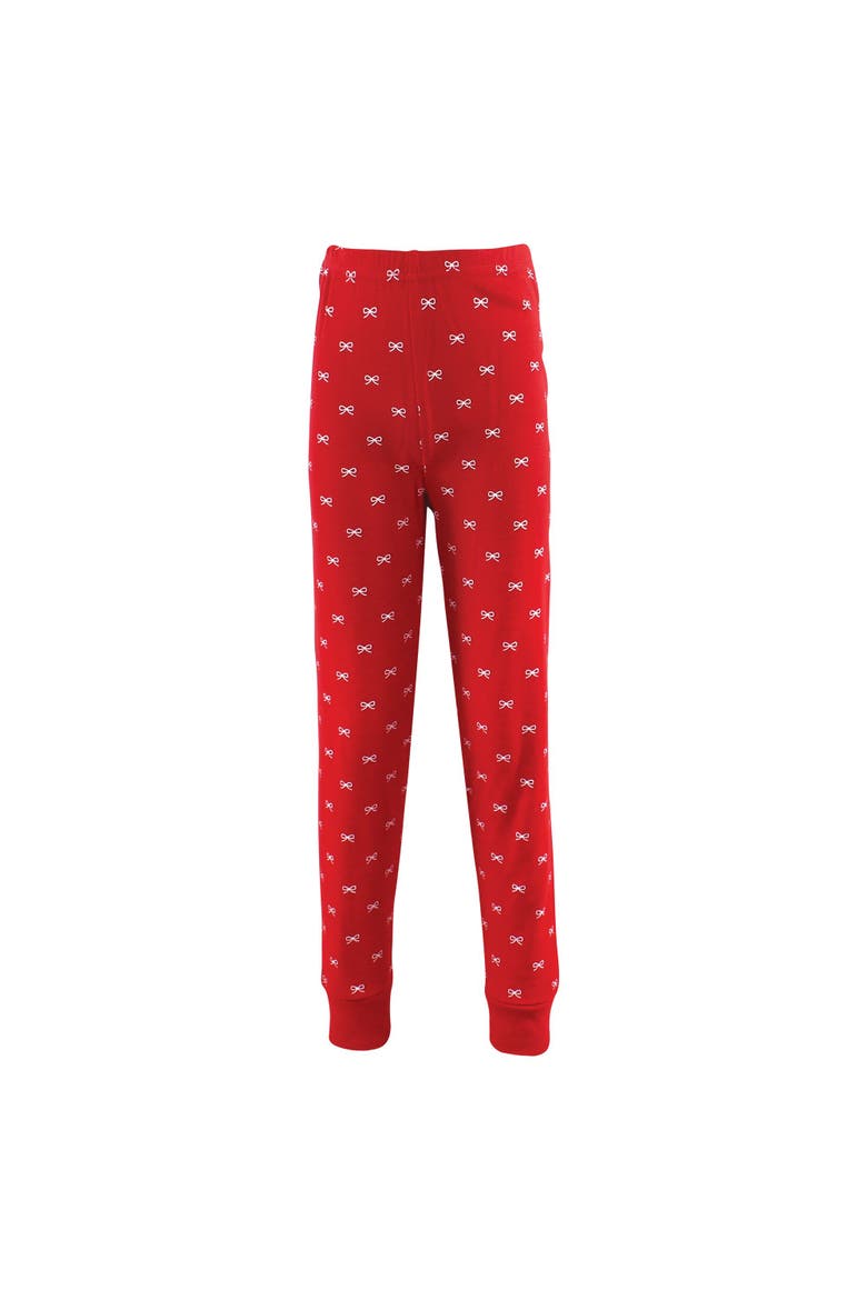 Cotton Pajama Set, Alternate, color, Red Truck Bows