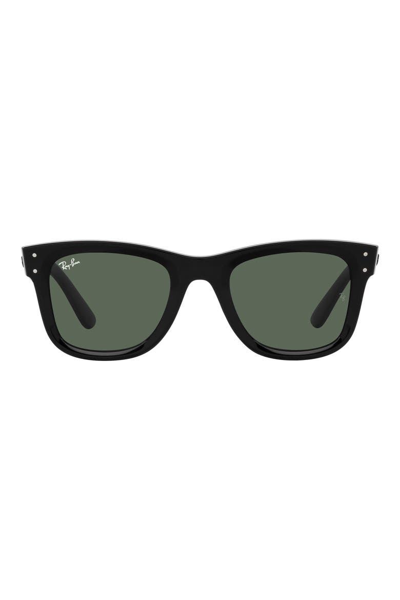 Reverse Wayfarer 53mm Square Sunglasses, Alternate, color, BLACK