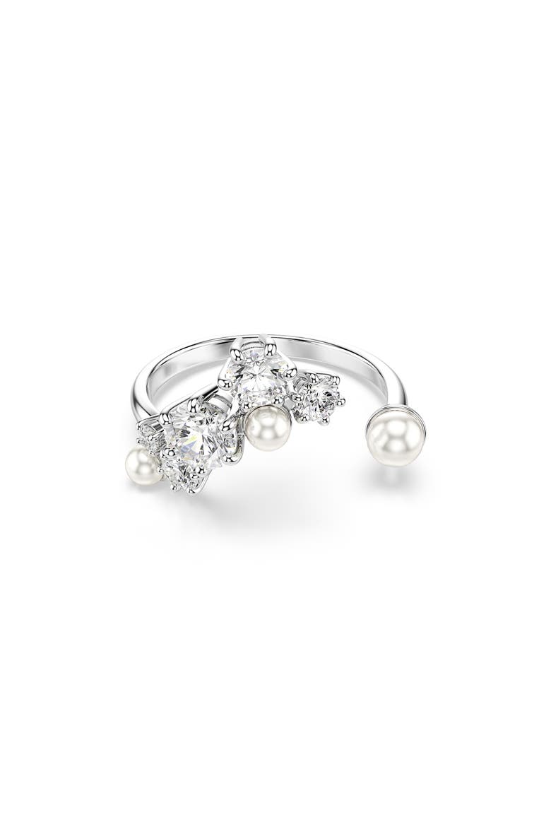 Constella Crystal & Faux Pearl Ring, Main, color, WHITE GOLD