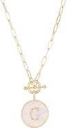 Adornia 14K Gold Plated Mother-of-Pearl Initial Pendant Necklace