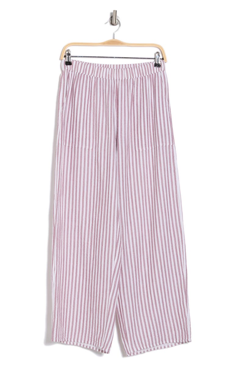 Caslon<sup>®</sup> Stripe Wide Leg Pull-On Pants, Alternate, color, Purple- White Brianne Stripe