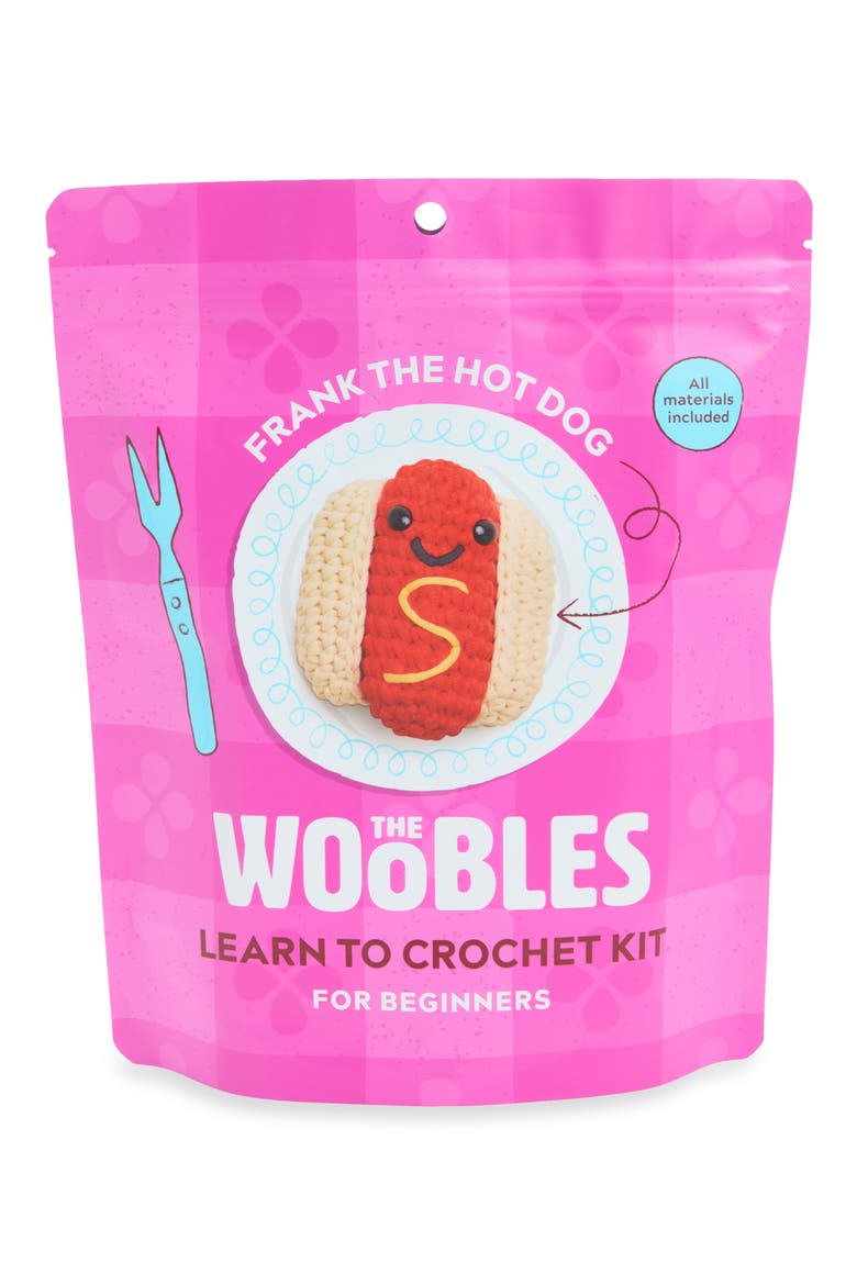 Hot Dog Crochet Kit, Main, color, RED