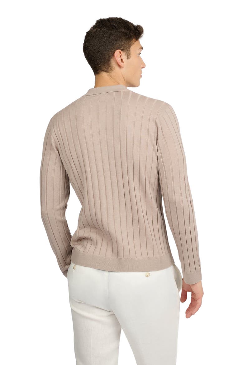 Extra Fine Merino Wool Johnny Collar Polo, Alternate, color, OXFORD TAN