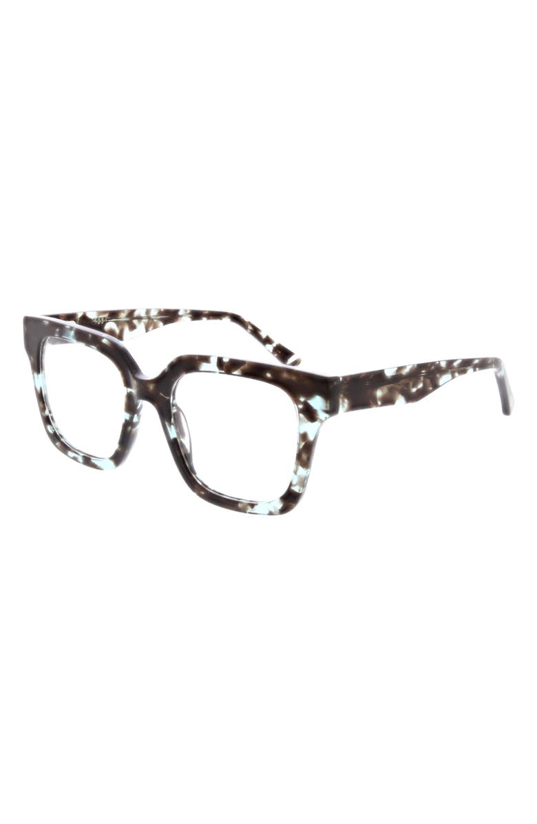 Oscar de la Renta 51mm Chunky Square Reading Glasses, Alternate, color, Blue Demi