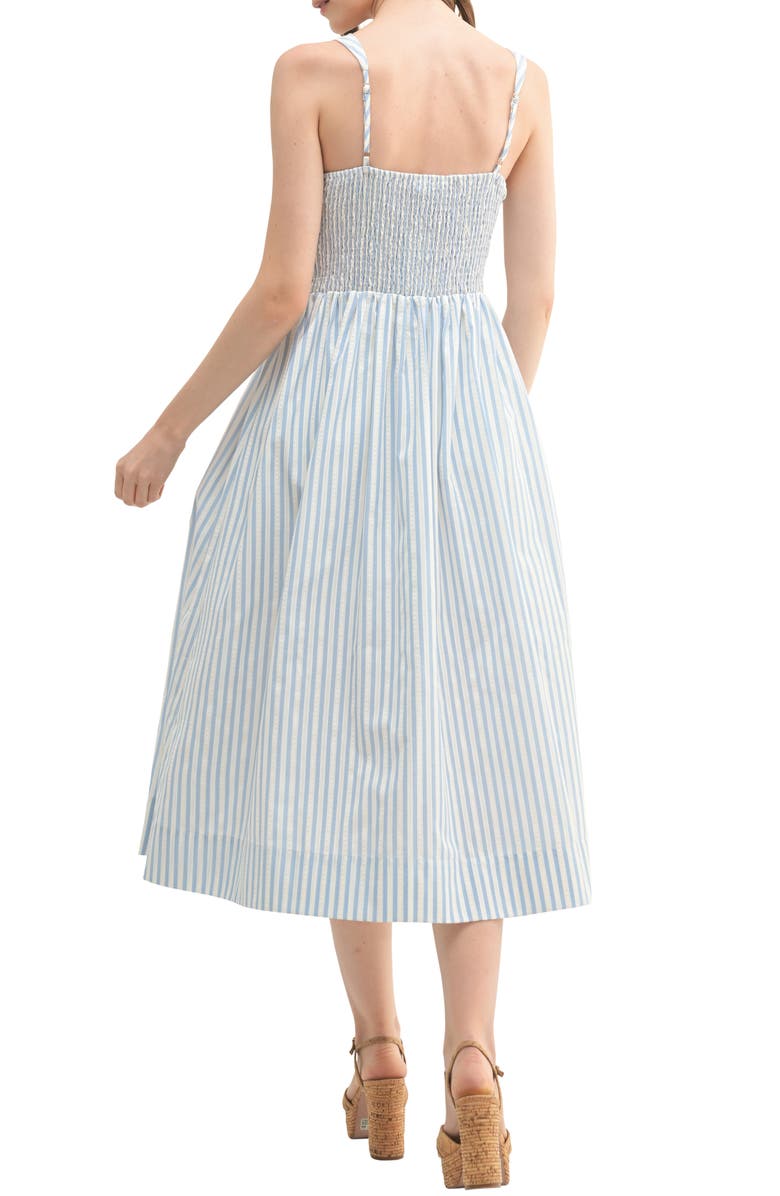 All in Favor Textured Stripe Cotton Blend Sundress, Alternate, color, Cream Blue Stripe