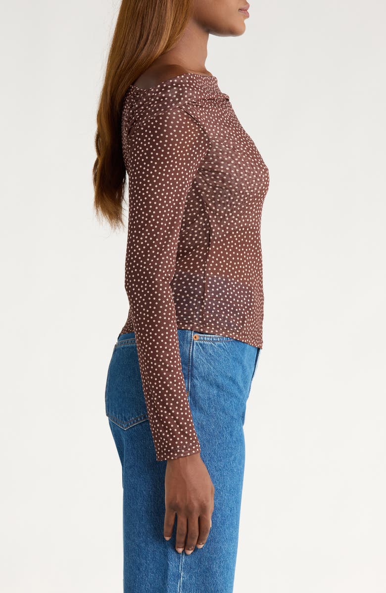 Reformation Elio Polka Dot One-Shoulder Knit Top, Alternate, color, Choco Dot