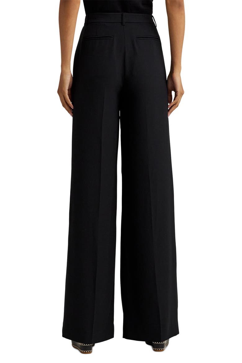 Double Faced Georgette Wide Leg Pants, Alternate, color, BLACK