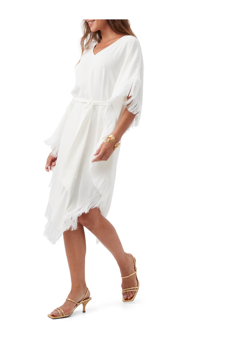 Trina Turk Fringe Caftan Toulouse Dress, Alternate, color, Whitewash