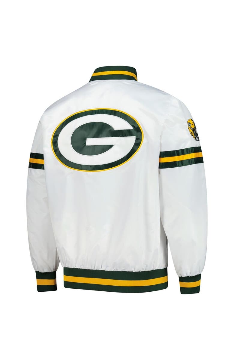 STARTER Men's Starter  White Green Bay Packers Scout Full-Snap Varsity Jacket, Alternate, color, 