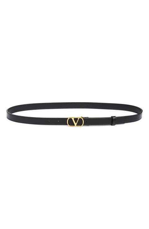 VLOGO Signature Skinny Leather Belt