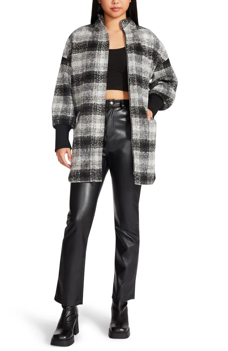Steve Madden Plaid Times Longline Jacket, Alternate, color, 