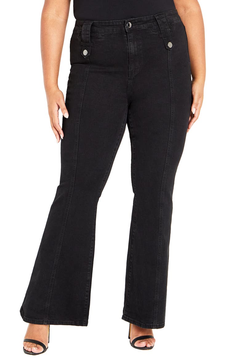 Asha Mia High Waist Bootcut Jeans, Main, color, BLACK