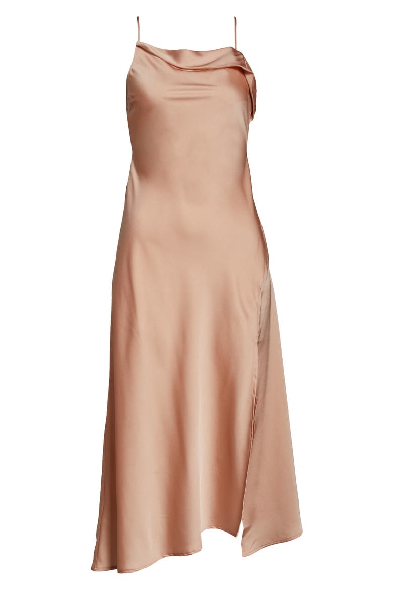 the Label Cowl Slip Midi Dress, Alternate, color, BLUSH