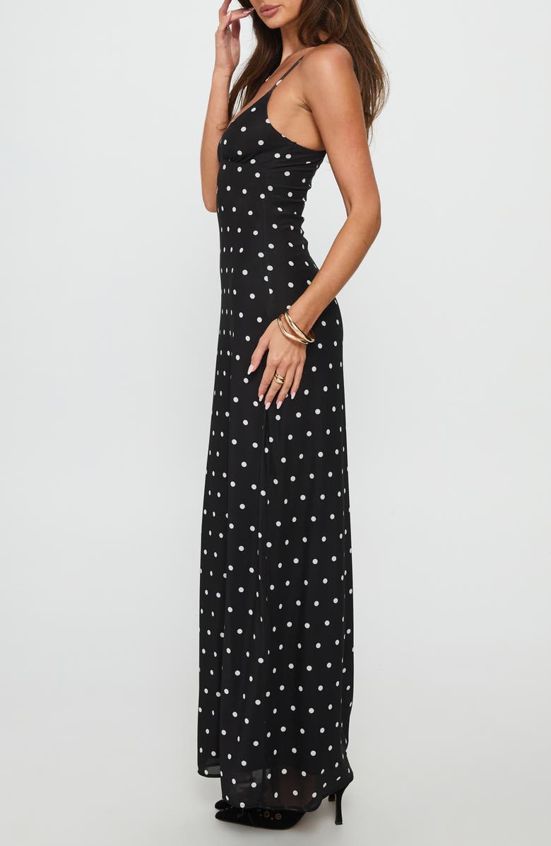 Princess Polly Glass Half Full Sleeveless Mesh Maxi Dress, Alternate, color, Black Polka