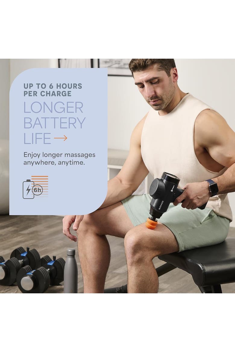 Sonic Massage Gun Percussion Muscle Massager with 8 Heads & 6 Speeds, Alternate, color, Black