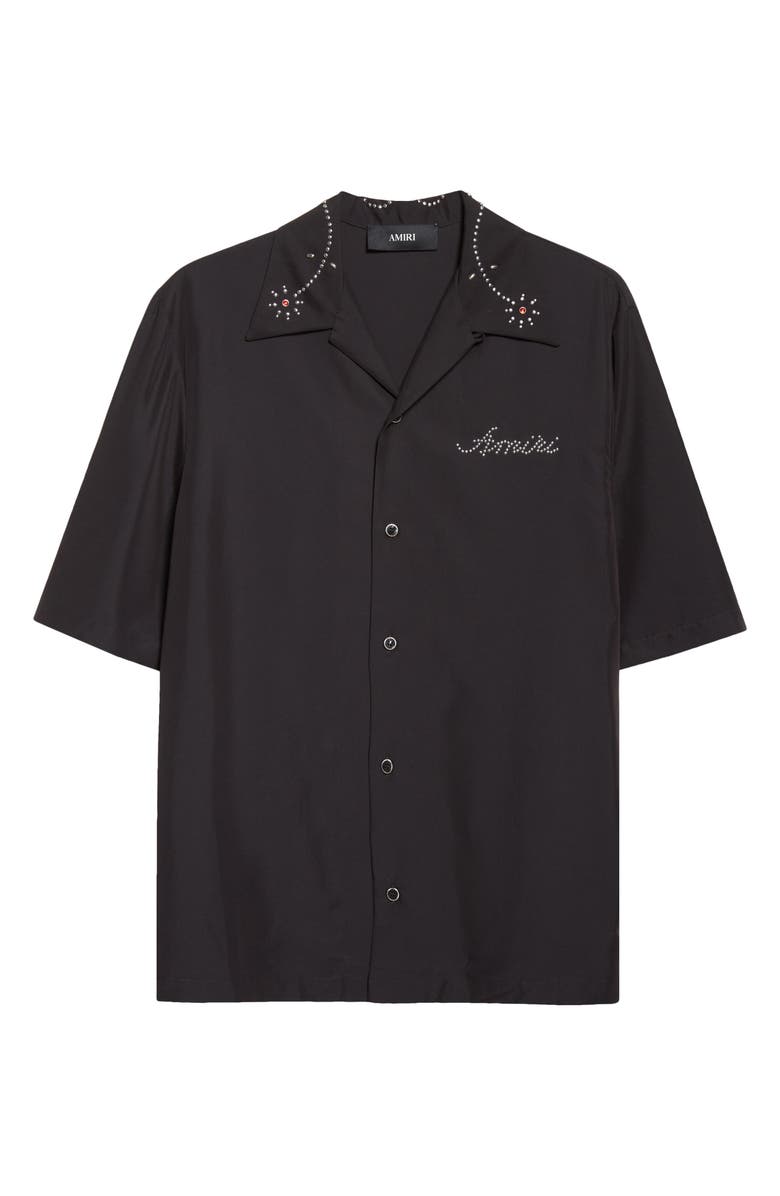 AMIRI Studded Camp Shirt, Main, color, Black