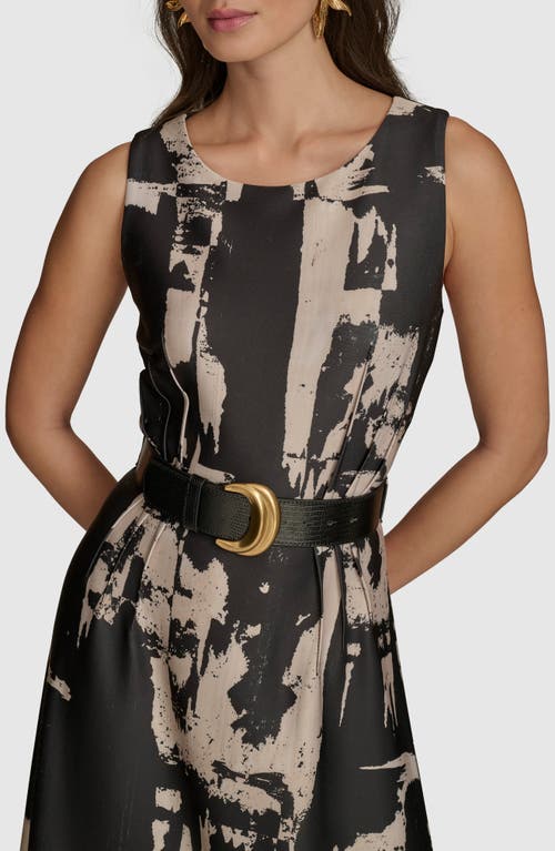 DONNA KARAN DONNA KARAN NEW YORK ABSTRACT PRINT SLEEVELESS MIDI DRESS