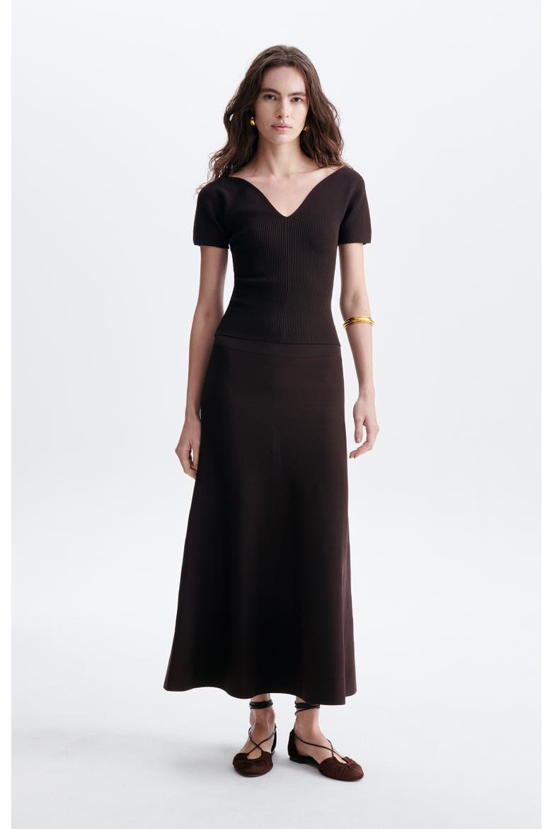 Hidaya Midi Knitted Skirt, Alternate, color, Brun