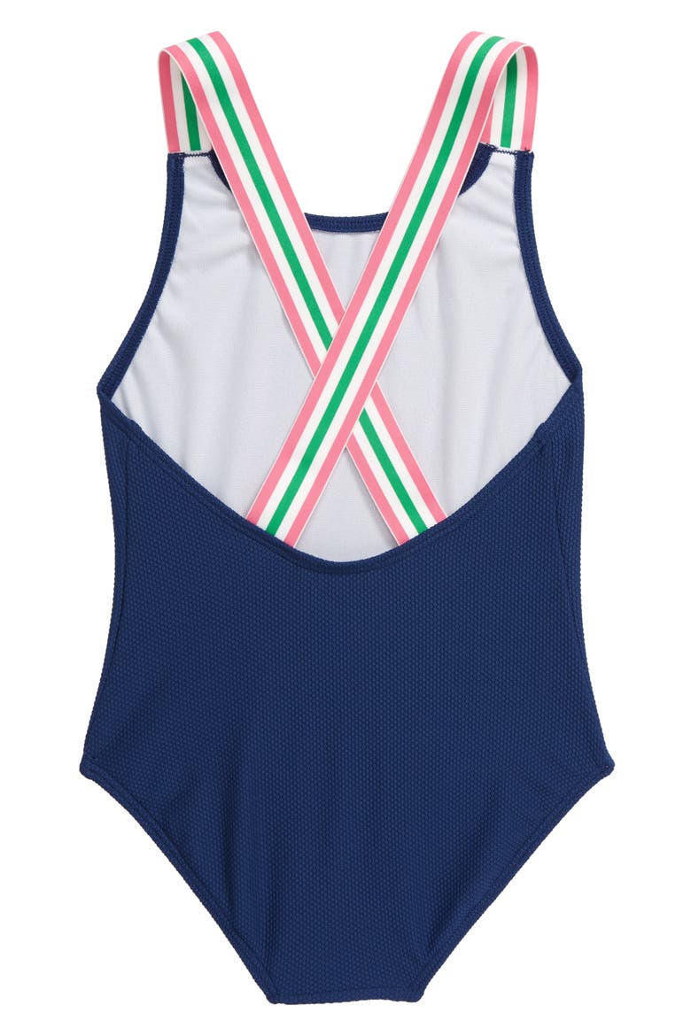 Retro Stripe Swimsuit, Alternate, color, NAVY DEEP SEA BLUE