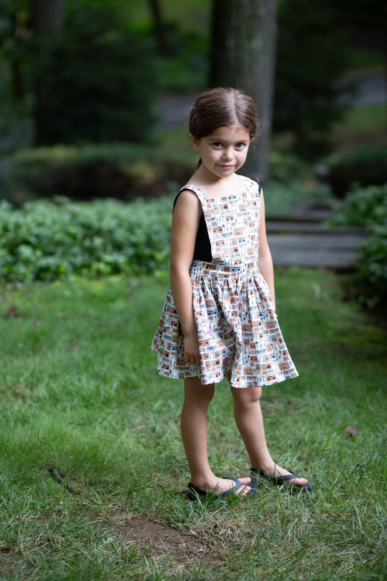 Girls Pinafore Dress, Alternate, color, Boommbox/Headphones