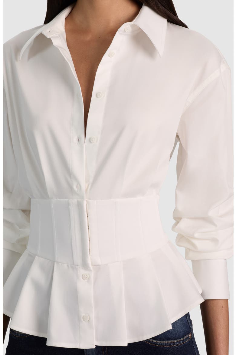 Edie Gathered Corset Shirt, Alternate, color, OFF WHITE