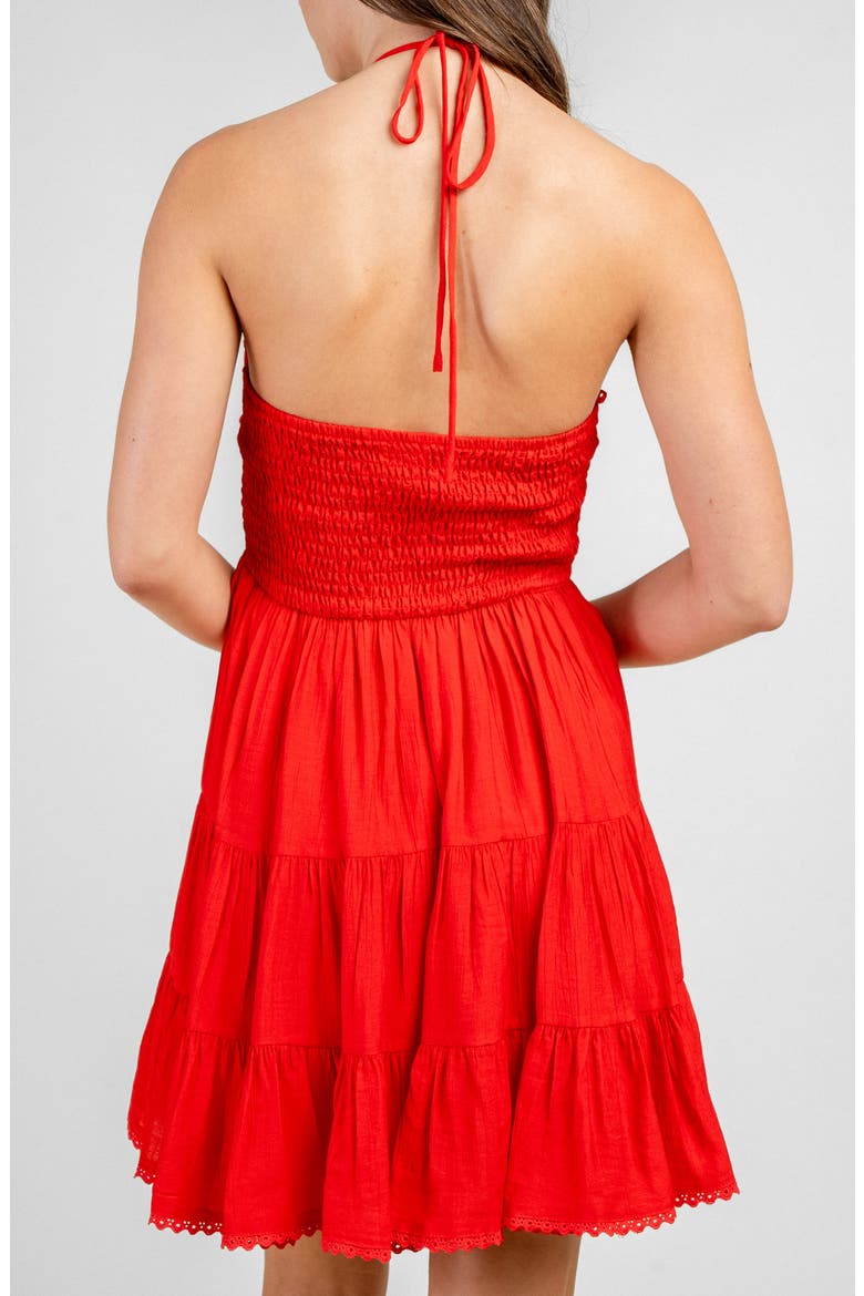 Notch Front Halter Dress, Alternate, color, RED