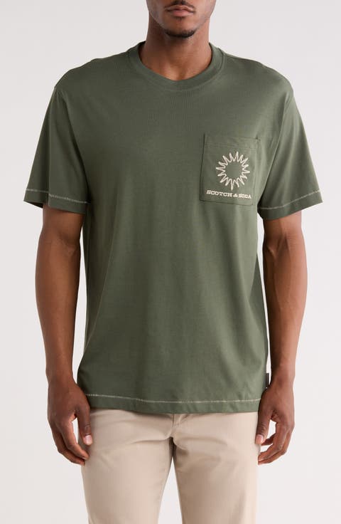Sun Embroidered Pocket T-Shirt