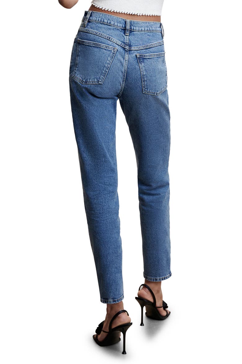 High Waist Ankle Tapered Mom Jeans, Alternate, color, MEDIUM BLUE
