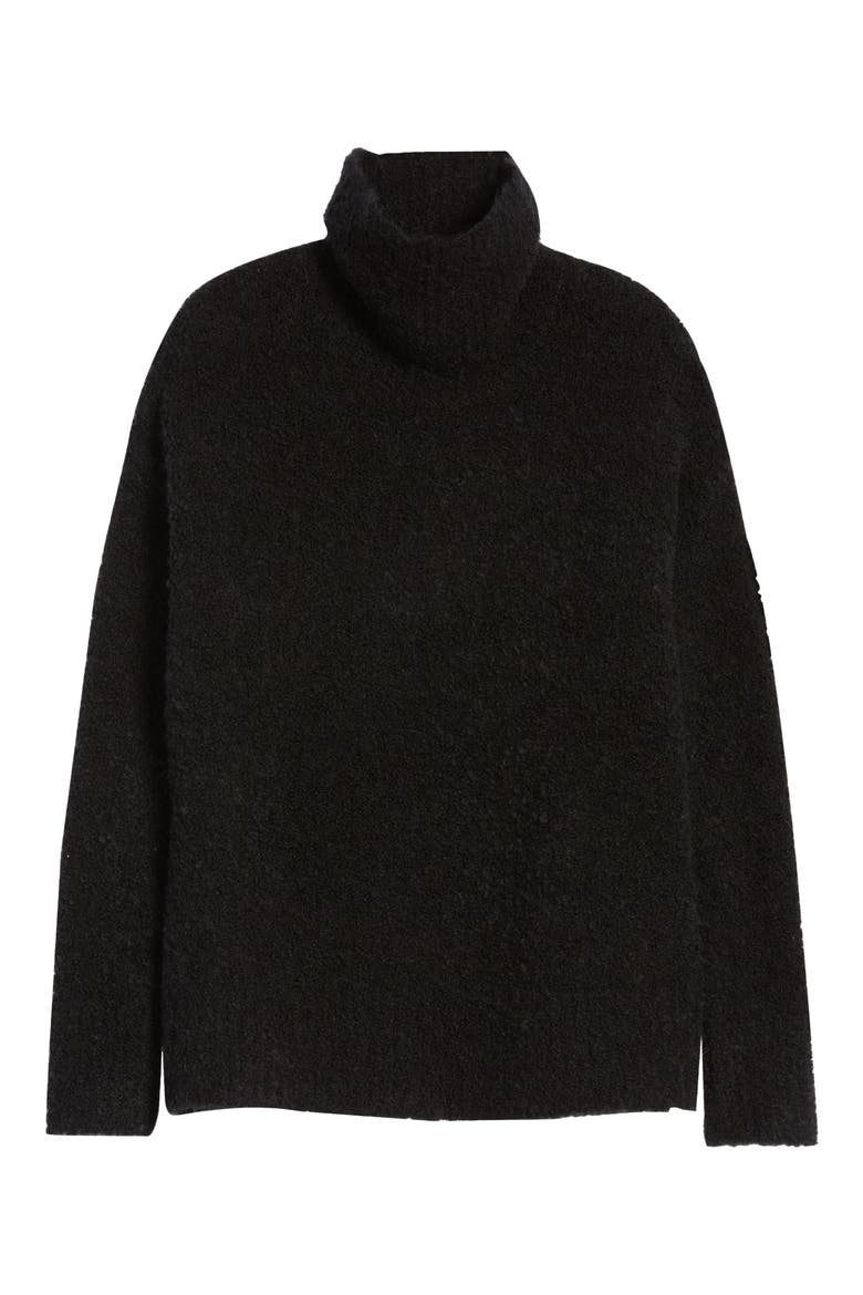 Bouclé Funnel Neck Pullover, Alternate, color, BLACK