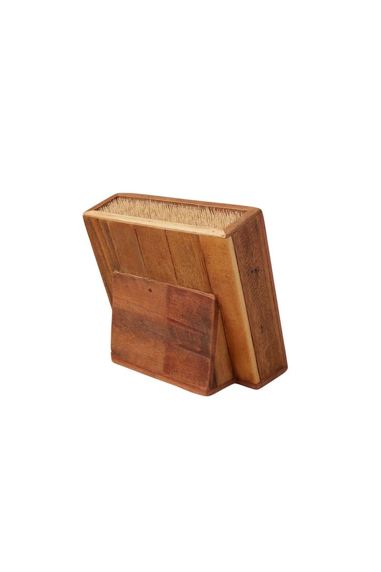 Reclaimed Wood Angled Rectangular Knife Block, Main, color, Natural