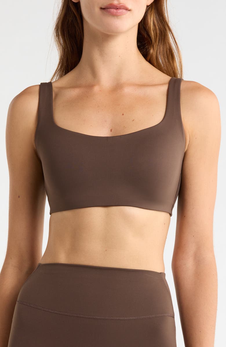 NikeSKIMS Matte Scoop Neck Bra, Main, color, Dark Sepia