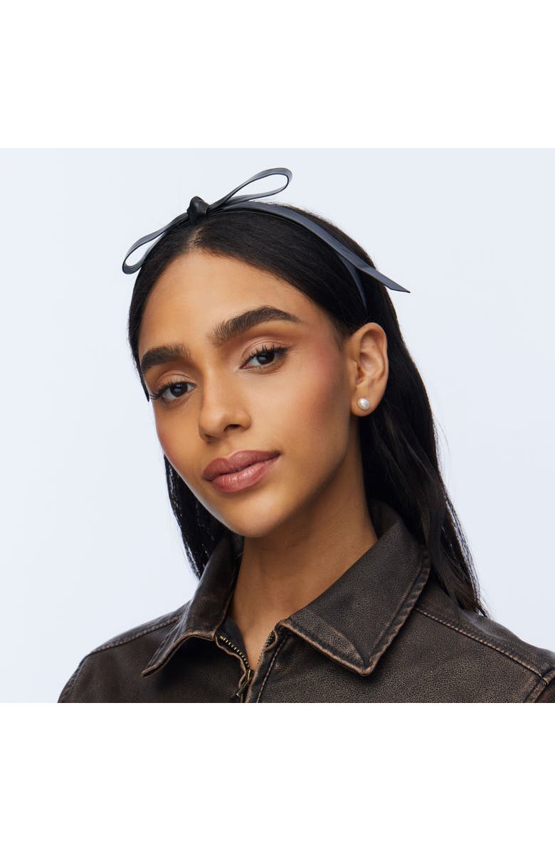 Lele Sadoughi Bardot Faux Leather Headband, Alternate, color, Jet 001