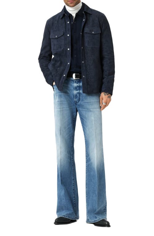 John Varvatos Gareth Organic Cotton Knit Button-up Shirt In Blue