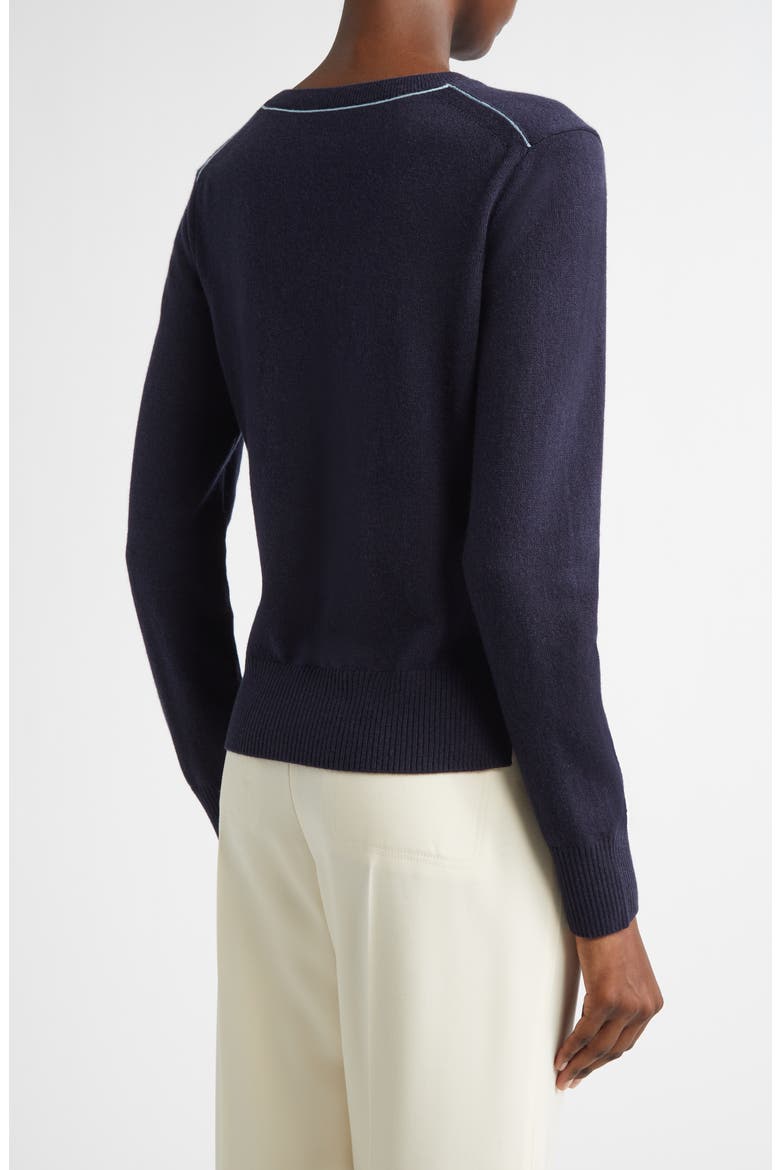 Floral Embroidered Cashmere Sweater, Alternate, color, NAVY