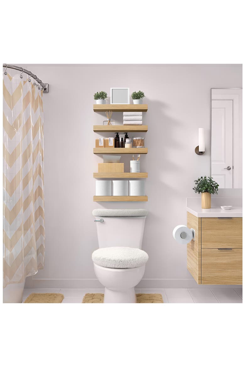 Set of 3 Floating Wall Shelves, Alternate, color, PINE