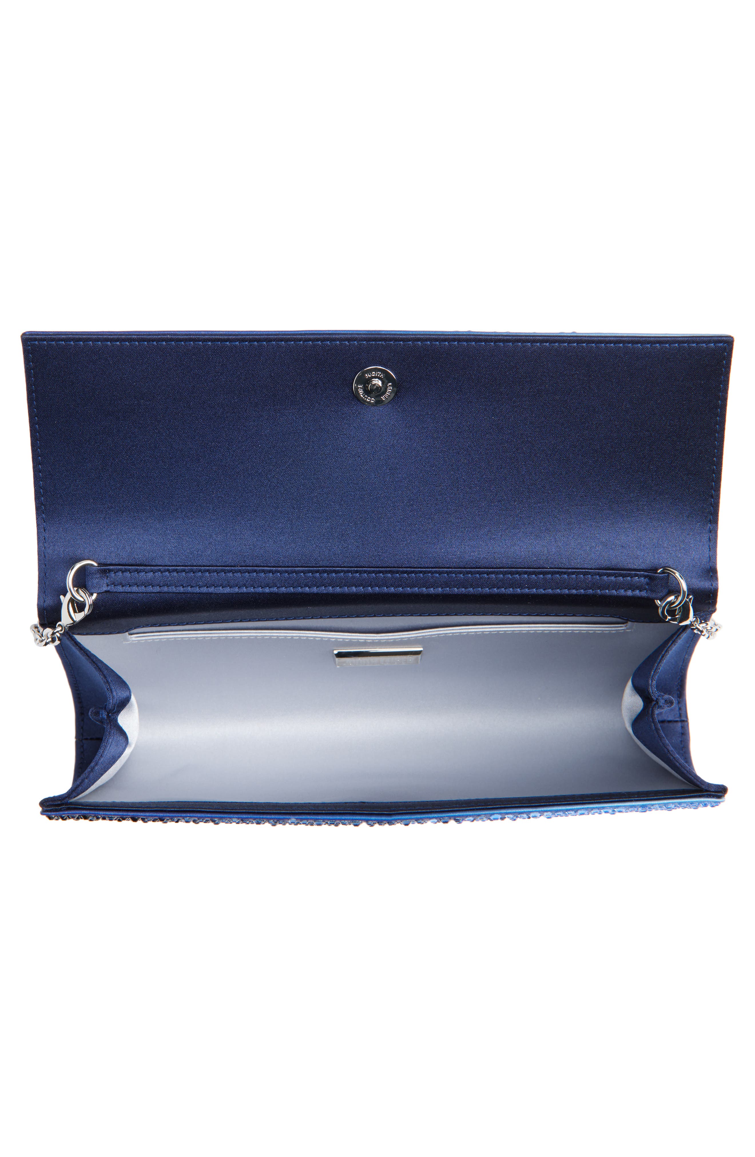 JUDITH LEIBER COUTURE Perry Crystal Embellished Satin Clutch, Alternate, color, 
