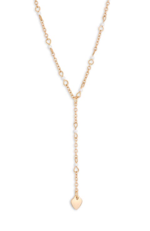 Faux Pearl Station Y-Necklace