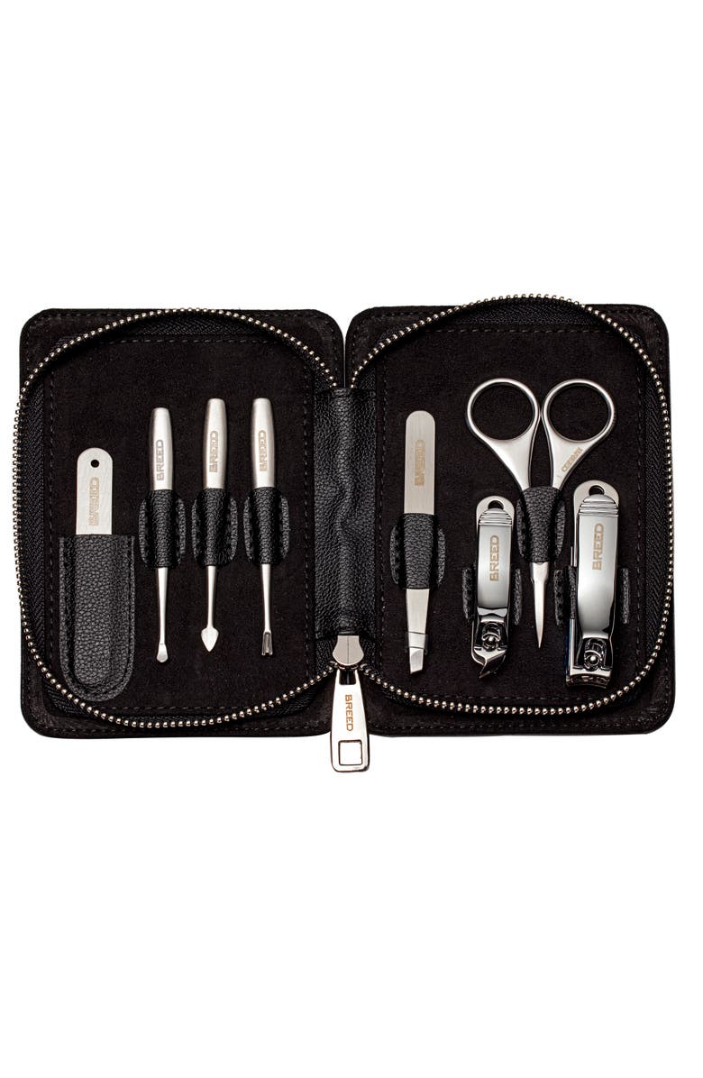 BREED Nitro 8 Piece Surgical Steel Groom Kit - Carbon Fiber Pattern Case, Alternate, color, Black