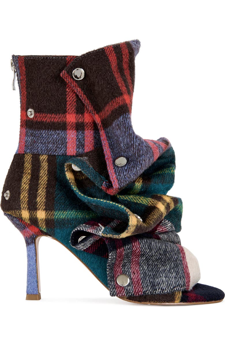 AZALEA WANG Birdsong Ruched Plaid Bootie, Alternate, color,
