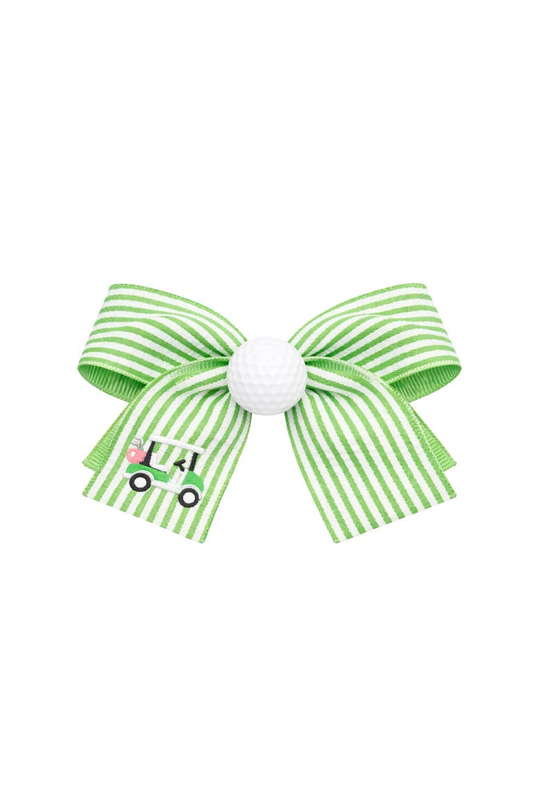 Golf Ball Seersucker Hair Bow, Main, color, Green