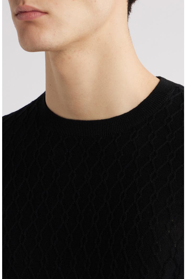 Diamond Wool Blend Crewneck Sweater, Alternate, color, SOLID BLACK