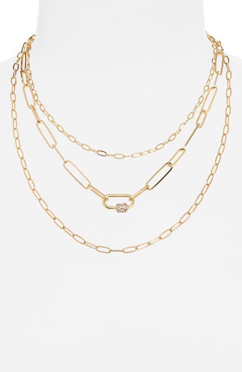 Nordstrom Rack Caribiner Pavé Cz Multi Layer Necklace In Gold