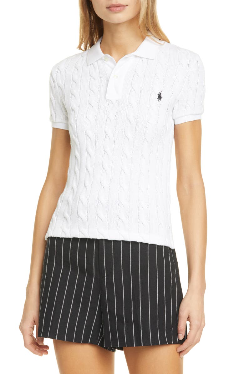 Polo Ralph Lauren Skinny Fit Cable Cotton Polo Sweater, Main, color, 