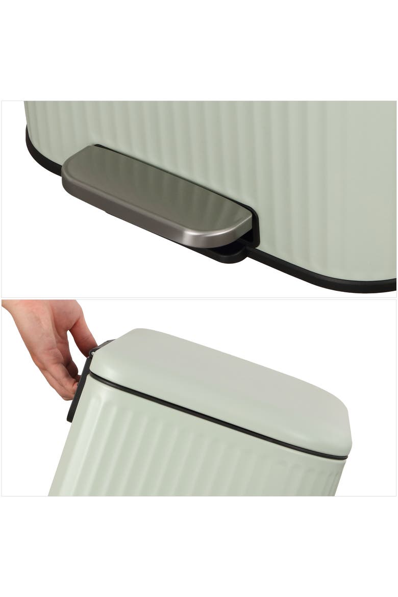 Astra Ribbed Rectangular Step Pedal Trash Can with Soft-Close Lid, Alternate, color, Pistachio Gelato