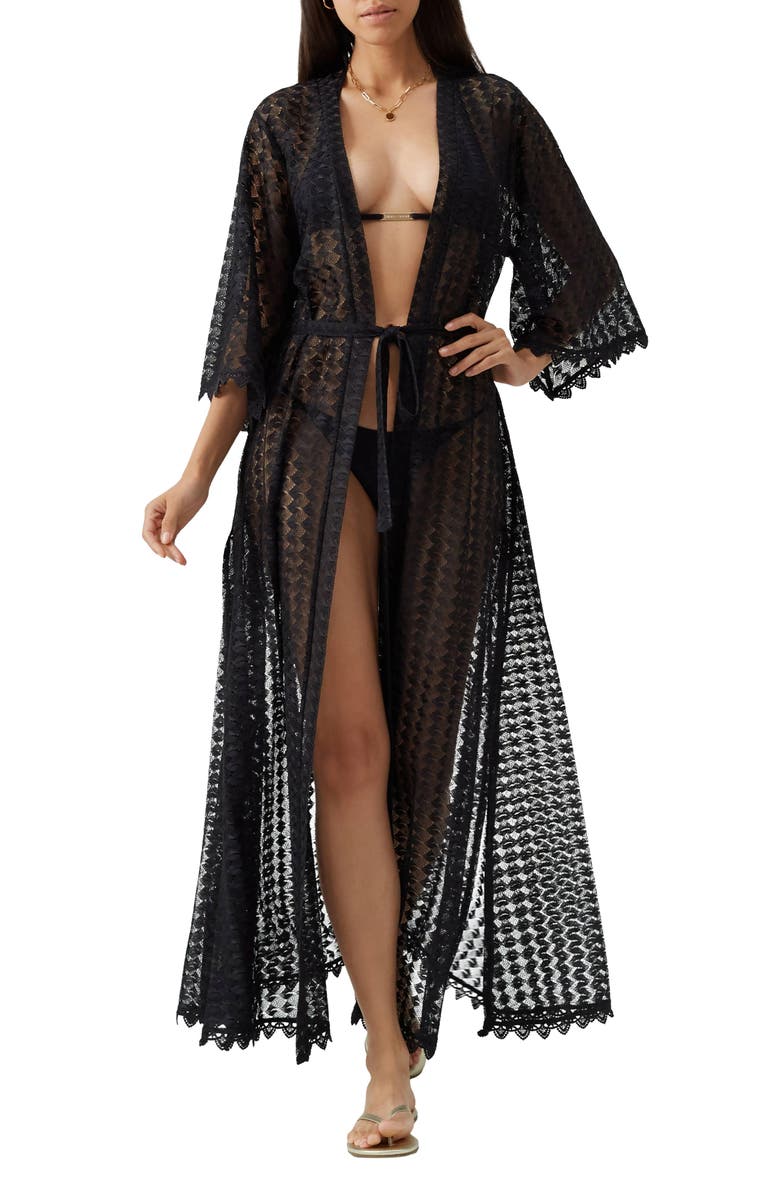 Melissa Odabash Tali Knit Cover-Up, Main, color, Black
