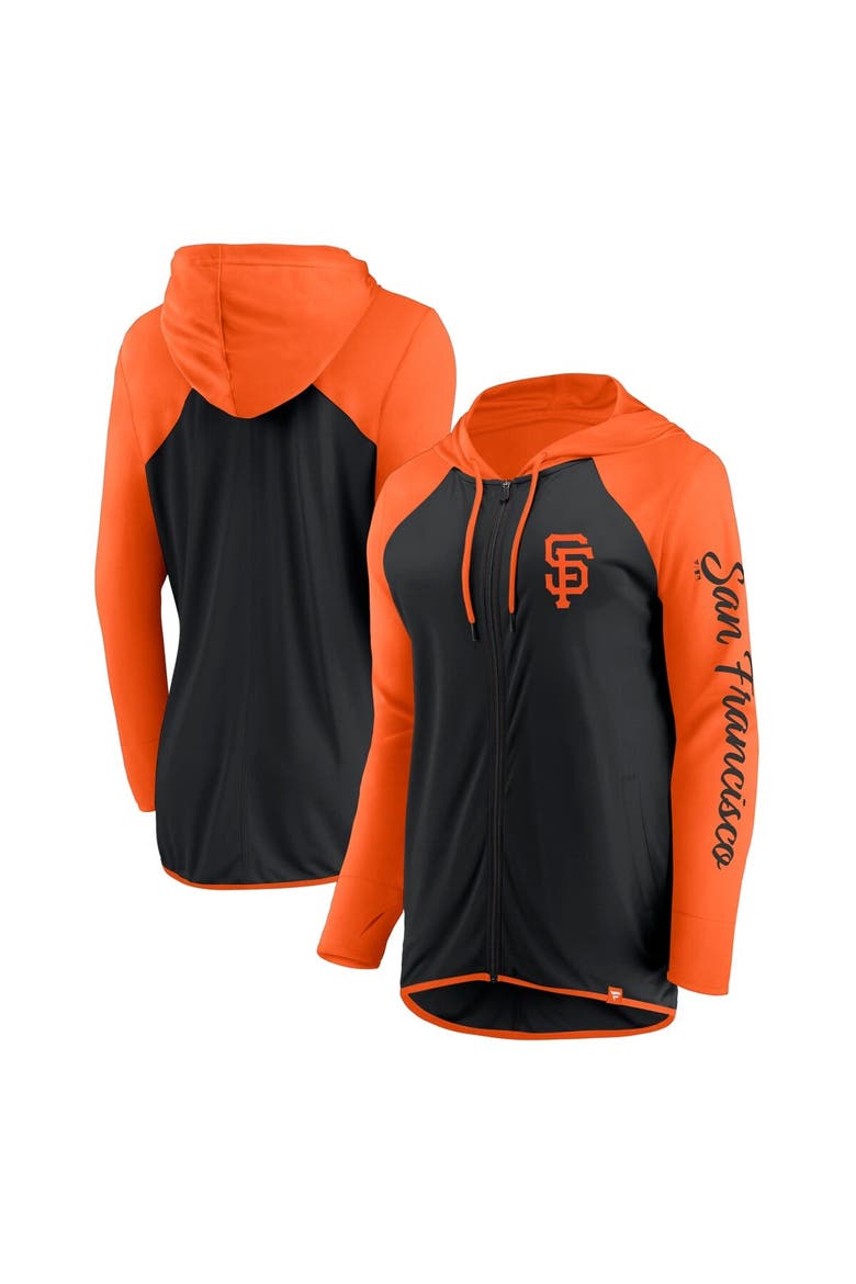 Women's Fanatics Black/Orange San Francisco Giants Script Sleeve Full-Zip Hoodie, Main, color, Black