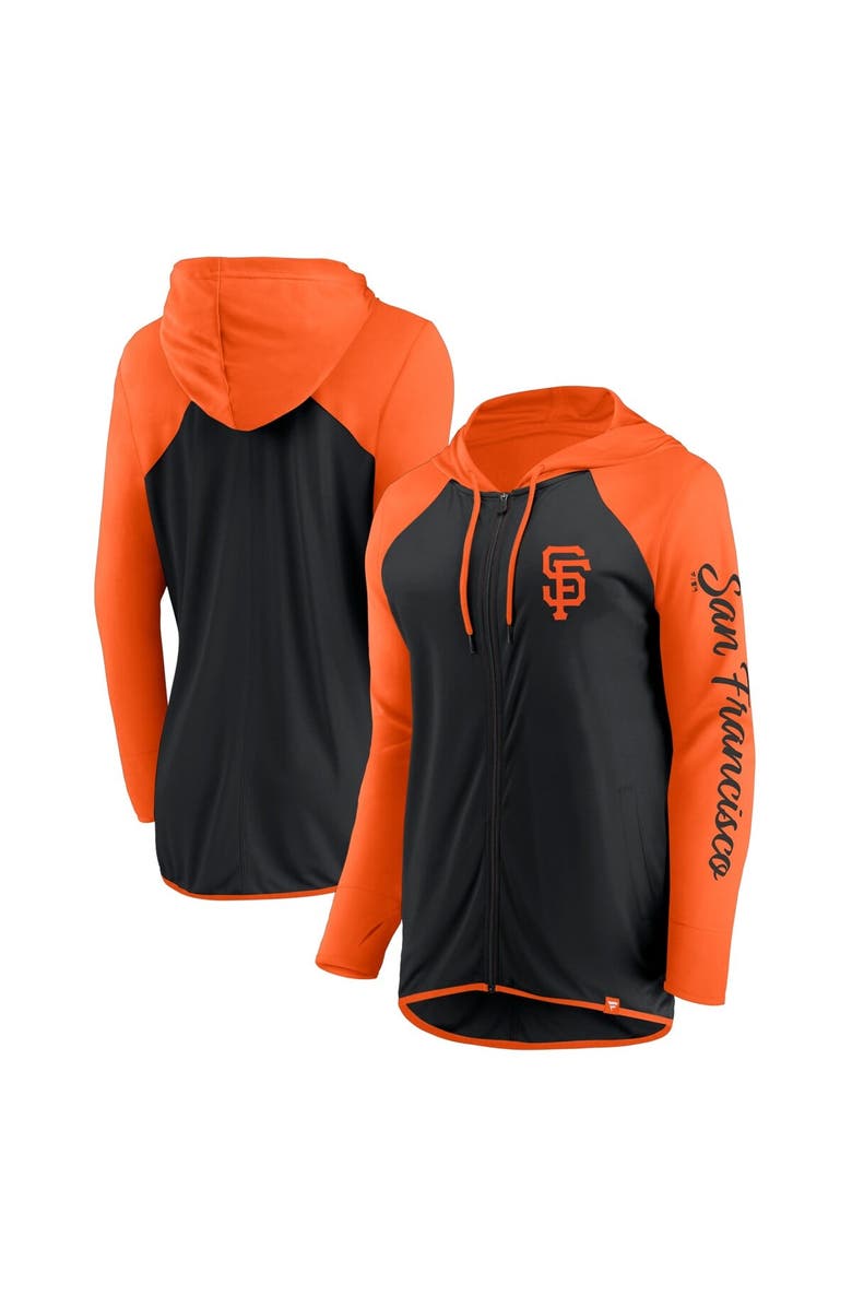 FANATICS Women's Fanatics Black/Orange San Francisco Giants Script Sleeve Full-Zip Hoodie, Main, color, Black