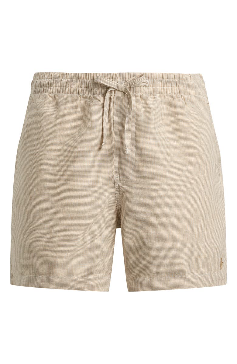 Polo Ralph Lauren Prepster 6-Inch Microcheck Linen Drawstring Shorts, Alternate, color, 6555H Coastal Beige White