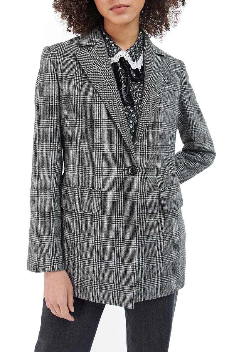 Barbour Nyla Wool Blend Check Blazer, Main, color,