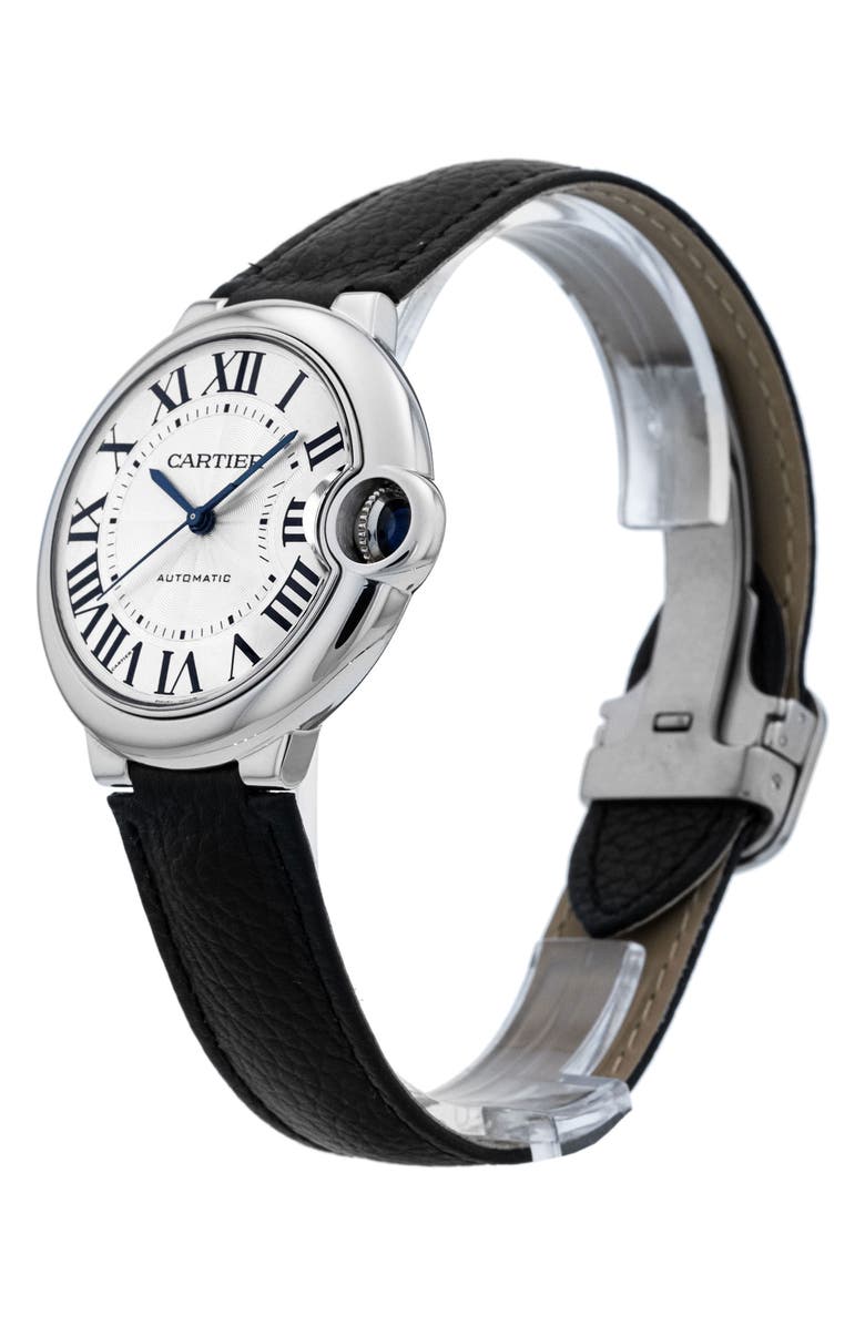 Watchfinder & Co. Cartier Preowned Ballon Bleu Leather Strap Watch, 36mm, Alternate, color, 